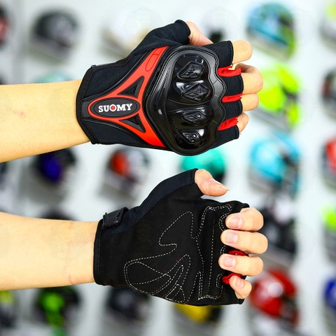 Găng Tay Suomy SU-H10 Đen Đỏ Ngắn FREESHIP