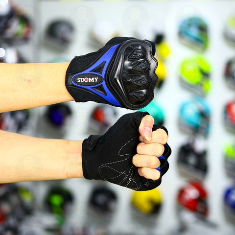 Găng Tay Suomy SU-H10 Đen Xanh Dương Ngắn FREESHIP