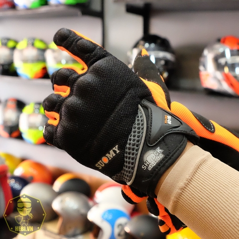 Găng Tay Suomy 09 Dài Đen Cam FREESHIP