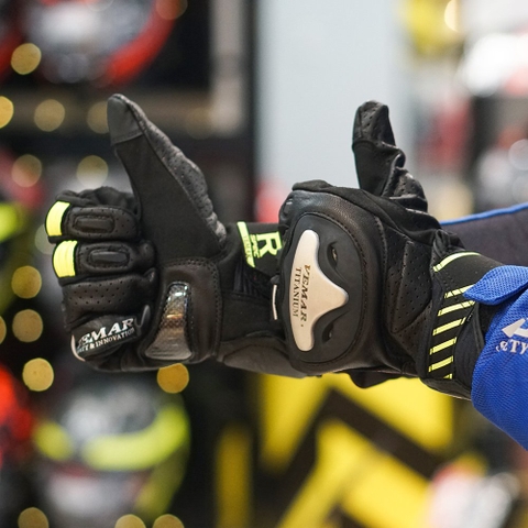 Găng Tay Vemar VE-177 Da Titanium Đen Xanh FREESHIP