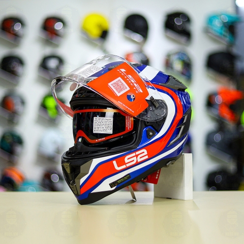 Mũ Fullface LS2 FF327 Challenger FUSION Xanh Đỏ FREESHIP