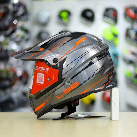 Mũ Dual Sport LS2 MX436 EVO Xám Cam Bóng FREESHIP