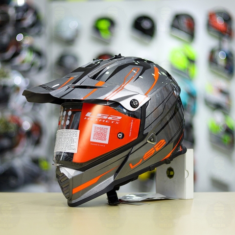 Mũ Dual Sport LS2 MX436 EVO Xám Cam Bóng FREESHIP