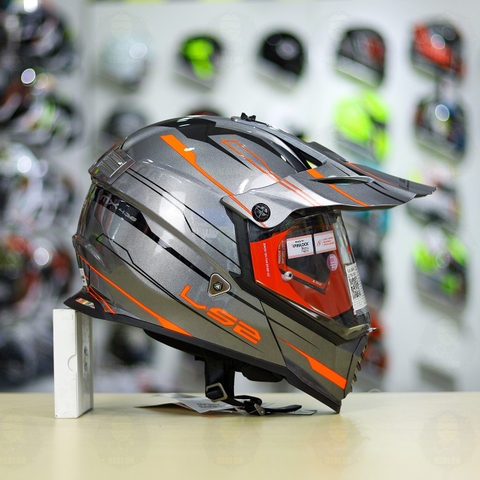 Mũ Dual Sport LS2 MX436 EVO Xám Cam Bóng FREESHIP