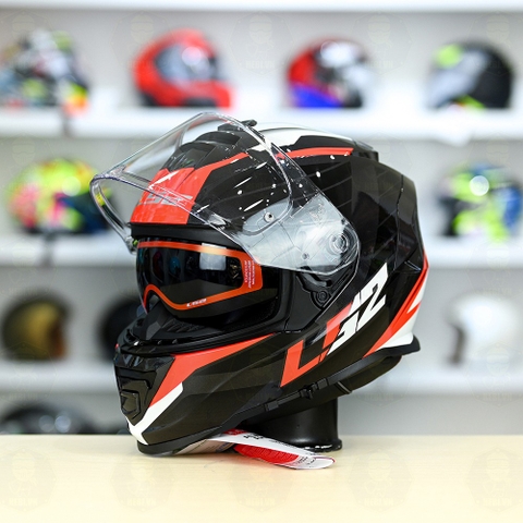 Mũ Fullface LS2 FF800 KPA 2 Kính Đen Đỏ Trắng Bóng Nerve FREESHIP + Tặng Pinlock