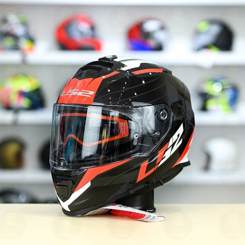 Mũ Fullface LS2 FF800 KPA 2 Kính Đen Đỏ Trắng Bóng Nerve FREESHIP + Tặng Pinlock