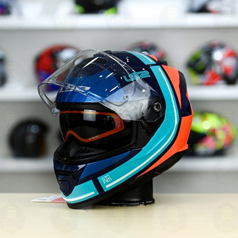 Mũ Fullface LS2 FF800 KPA 2 Kính Tím Xanh Cam Bóng FREESHIP + Tặng Pinlock
