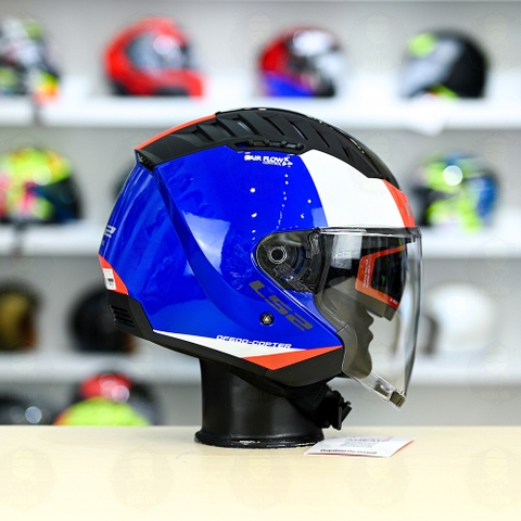 Mũ 3/4 LS2 OF600 COPTER Xanh Dương Đỏ Bóng Urbane FREESHIP