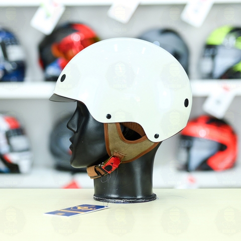 Mũ 1/2 kính âm Royal M239 Trắng Bóng FREESHIP