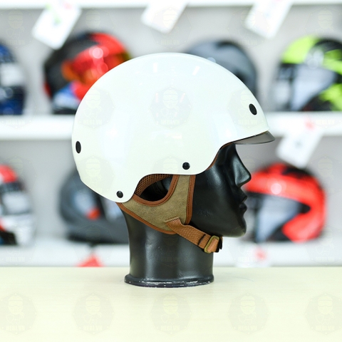 Mũ 1/2 kính âm Royal M239 Trắng Bóng FREESHIP