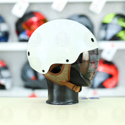 Mũ 1/2 kính âm Royal M239 Trắng Bóng FREESHIP