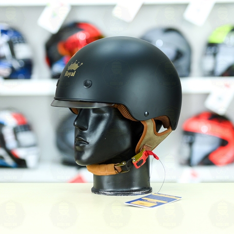 Mũ 1/2 kính âm Royal M239 Đen Nhám FREESHIP