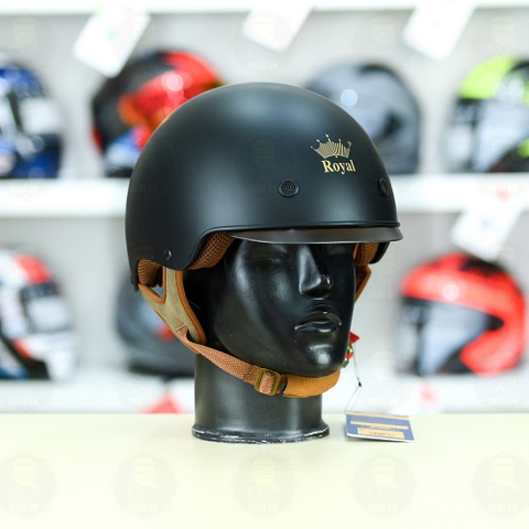 Mũ 1/2 kính âm Royal M239 Đen Nhám FREESHIP