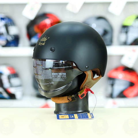 Mũ 1/2 kính âm Royal M239 Đen Nhám FREESHIP