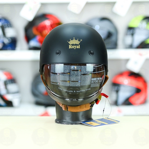 Mũ 1/2 kính âm Royal M239 Đen Nhám FREESHIP