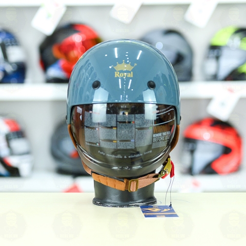 Mũ 1/2 kính âm Royal M239 Xanh Xi Măng FREESHIP
