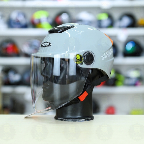 Mũ 1/2 Yema Có Kính Chắn FREESIZE - Xám Bóng