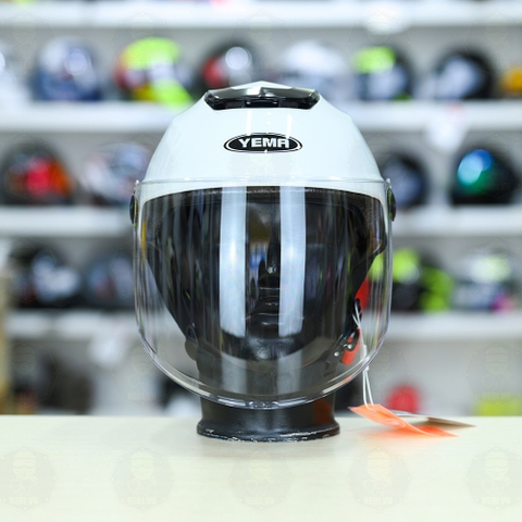 Mũ 1/2 Yema Có Kính Chắn FREESIZE - Trắng Bóng