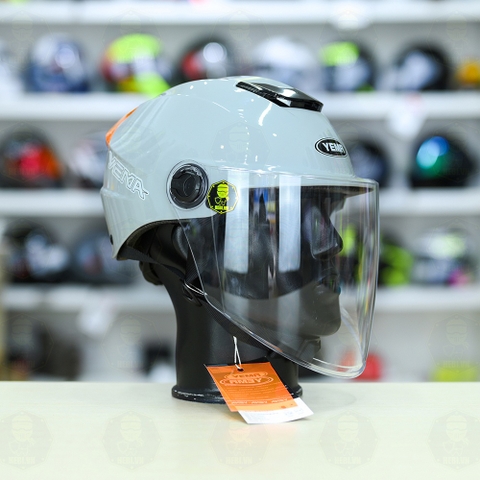 Mũ 1/2 Yema Có Kính Chắn FREESIZE - Xám Bóng