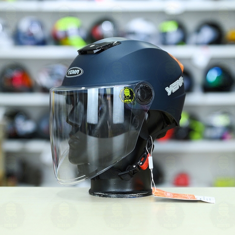 Mũ 1/2 Yema Có Kính Chắn FREESIZE - Xanh Mực Nhám