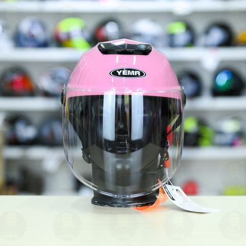 Mũ 1/2 Yema Có Kính Chắn FREESIZE - Hồng Bóng