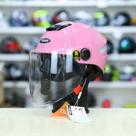 Mũ 1/2 Yema Có Kính Chắn FREESIZE - Hồng Bóng