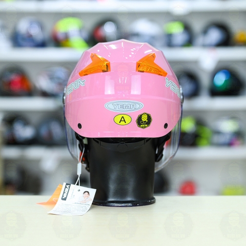 Mũ 1/2 Yema Có Kính Chắn FREESIZE - Hồng Bóng