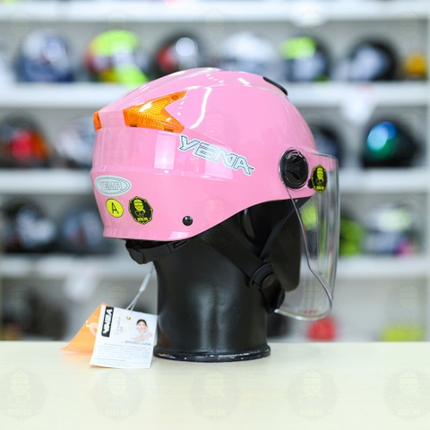 Mũ 1/2 Yema Có Kính Chắn FREESIZE - Hồng Bóng