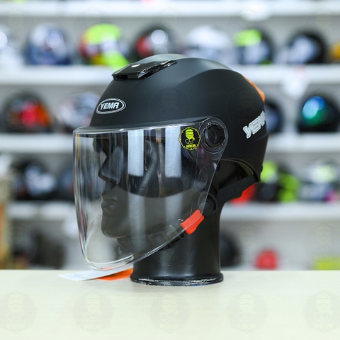 Mũ 1/2 Yema Có Kính Chắn FREESIZE - Đen Mờ