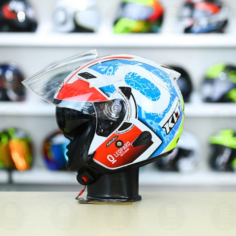 Nón 3/4 2 kính KLT VENOM LEOPARD NATURAL FREESHIP