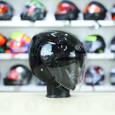 Nón 3/4 2 kính KYT VENOM Đen Bóng - FREESHIP