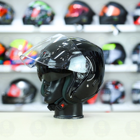 Nón 3/4 2 kính KYT VENOM Đen Bóng - FREESHIP