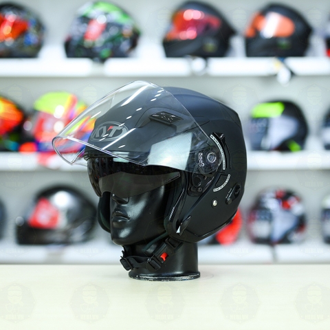 Nón 3/4 2 kính KYT VENOM Đen Nhám - FREESHIP