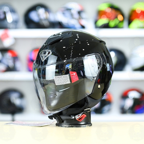 Mũ 3/4 2 Kính Yohe 852 Đen Bóng FREESHIP