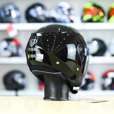 Mũ 3/4 2 Kính Yohe 852 Đen Bóng FREESHIP