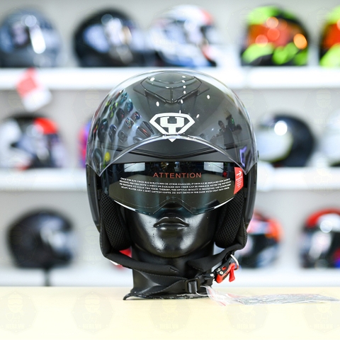 Mũ 3/4 2 Kính Yohe 852 Đen Nhám FREESHIP