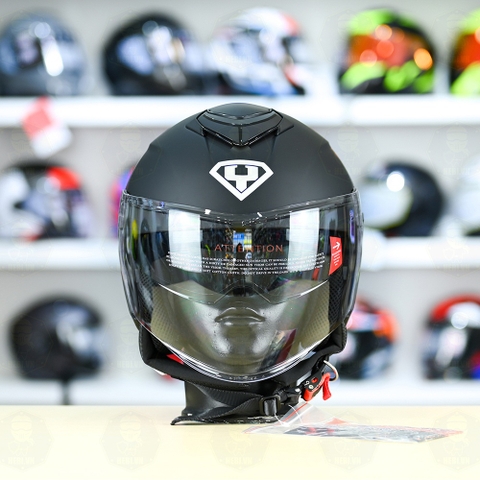 Mũ 3/4 2 Kính Yohe 852 Đen Nhám FREESHIP