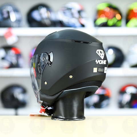 Mũ 3/4 2 Kính Yohe 852 Đen Nhám FREESHIP