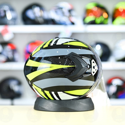 Mũ 3/4 2 Kính Yohe 852 Đen Xanh Neon FREESHIP