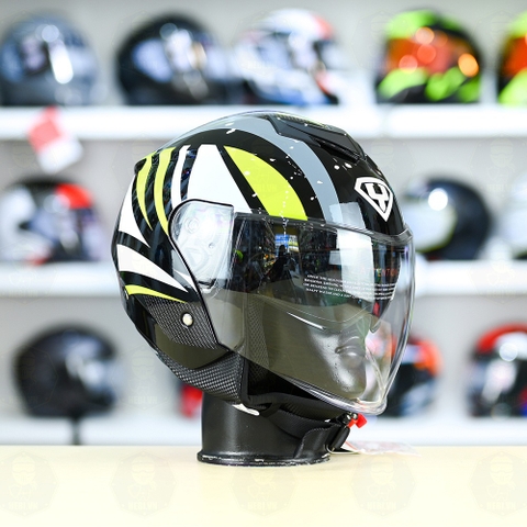 Mũ 3/4 2 Kính Yohe 852 Đen Xanh Neon FREESHIP