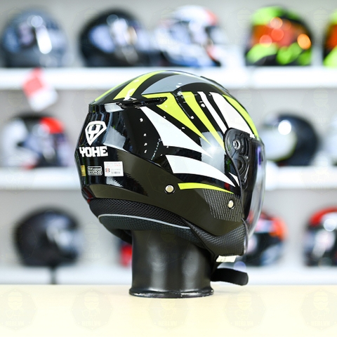 Mũ 3/4 2 Kính Yohe 852 Đen Xanh Neon FREESHIP