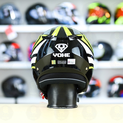 Mũ 3/4 2 Kính Yohe 852 Đen Xanh Neon FREESHIP