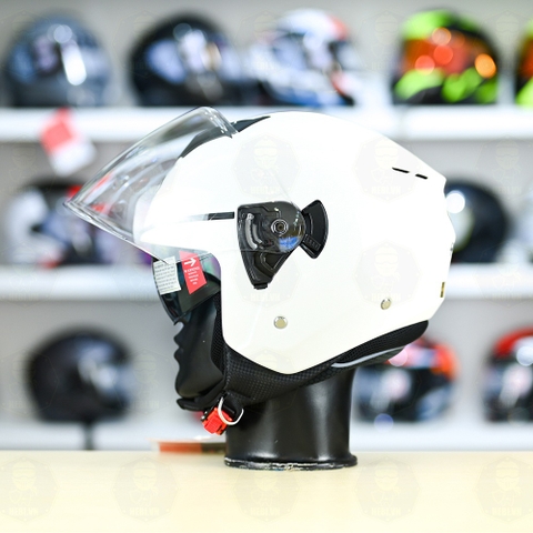 Mũ 3/4 2 Kính Yohe 852 Trắng Bóng FREESHIP