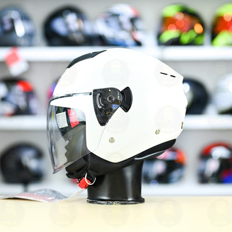 Mũ 3/4 2 Kính Yohe 852 Trắng Bóng FREESHIP