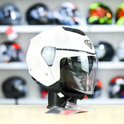 Mũ 3/4 2 Kính Yohe 852 Trắng Bóng FREESHIP