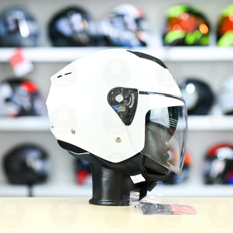 Mũ 3/4 2 Kính Yohe 852 Trắng Bóng FREESHIP