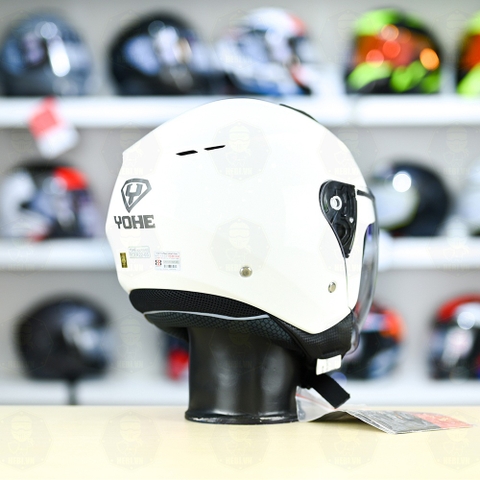 Mũ 3/4 2 Kính Yohe 852 Trắng Bóng FREESHIP