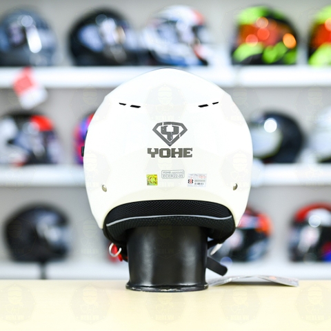 Mũ 3/4 2 Kính Yohe 852 Trắng Bóng FREESHIP