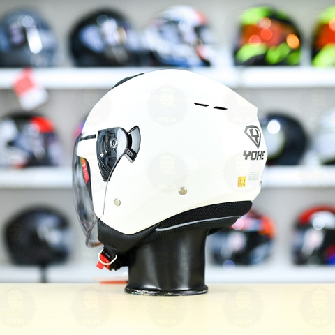 Mũ 3/4 2 Kính Yohe 852 Trắng Bóng FREESHIP