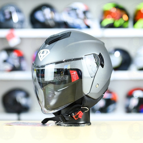 Mũ 3/4 2 Kính Yohe 852 Xám Titanium Nhám FREESHIP